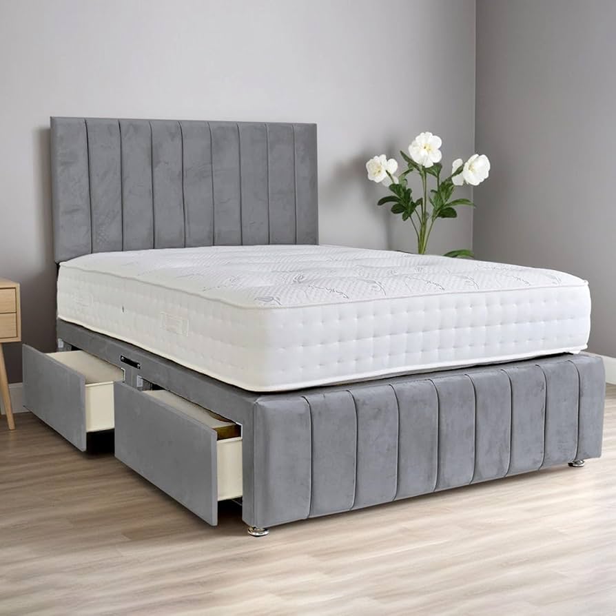 Single Sliver Plush Velvet Ottoman Bed