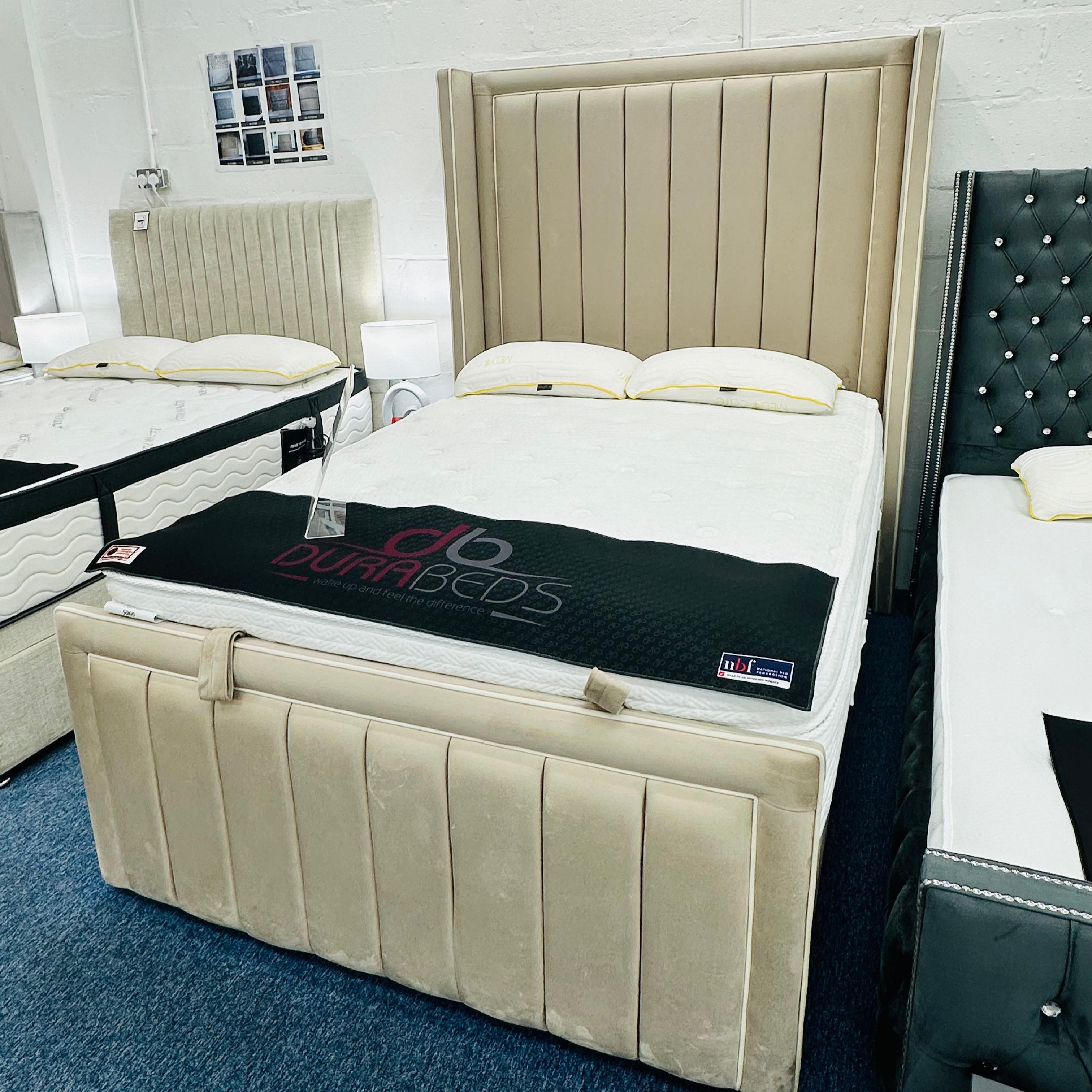 Single Sliver Plush Velvet Ottoman Bed