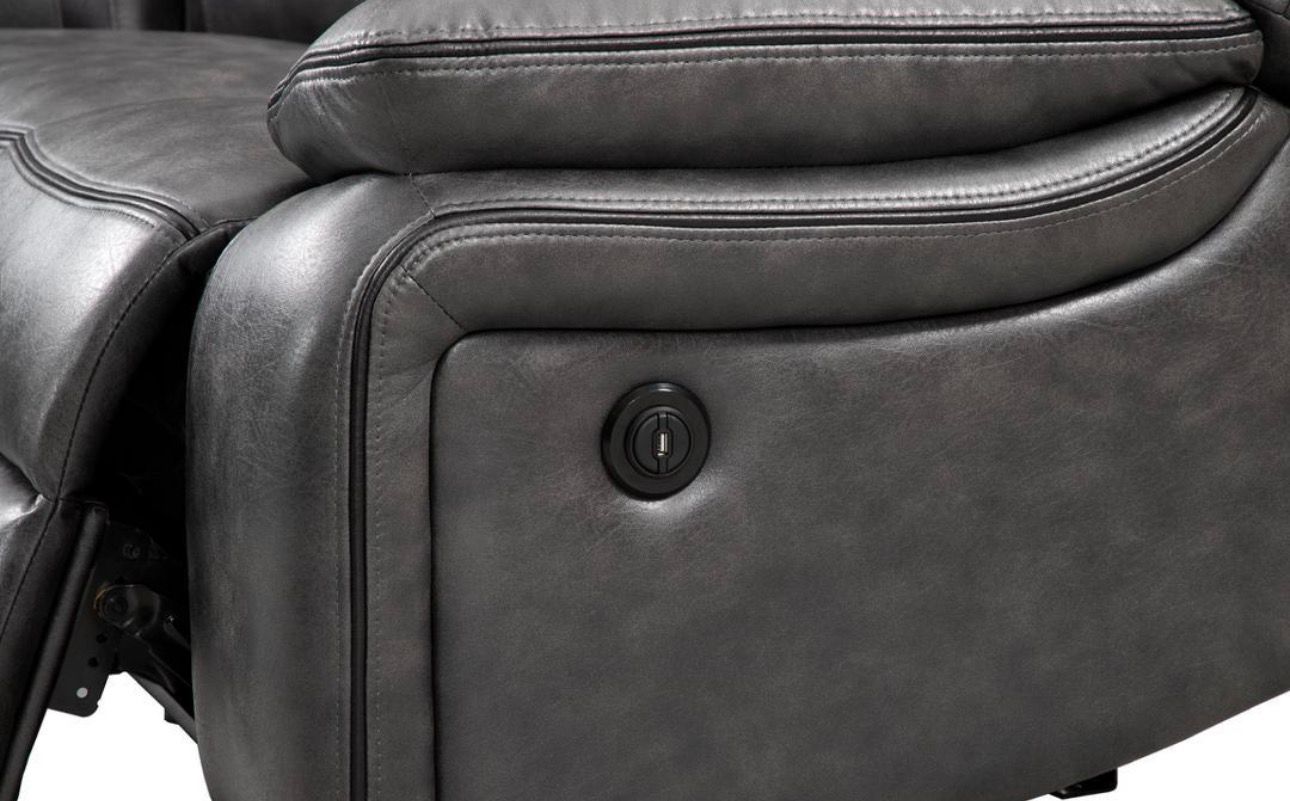 Corner Modern Black Leather Reclining Sectional Sofa with Console & Cup Holder