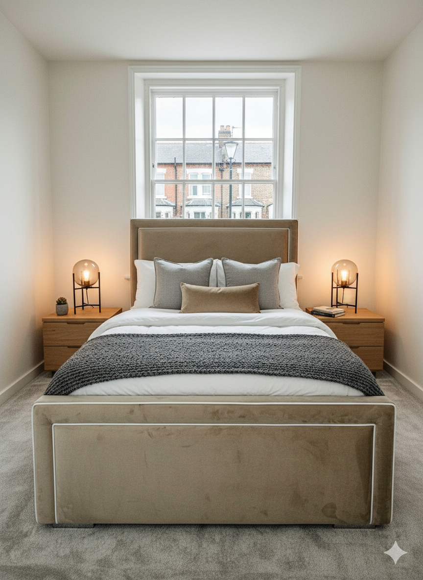 Zara Bed - 54 inches Zara Double Pipping Headboard