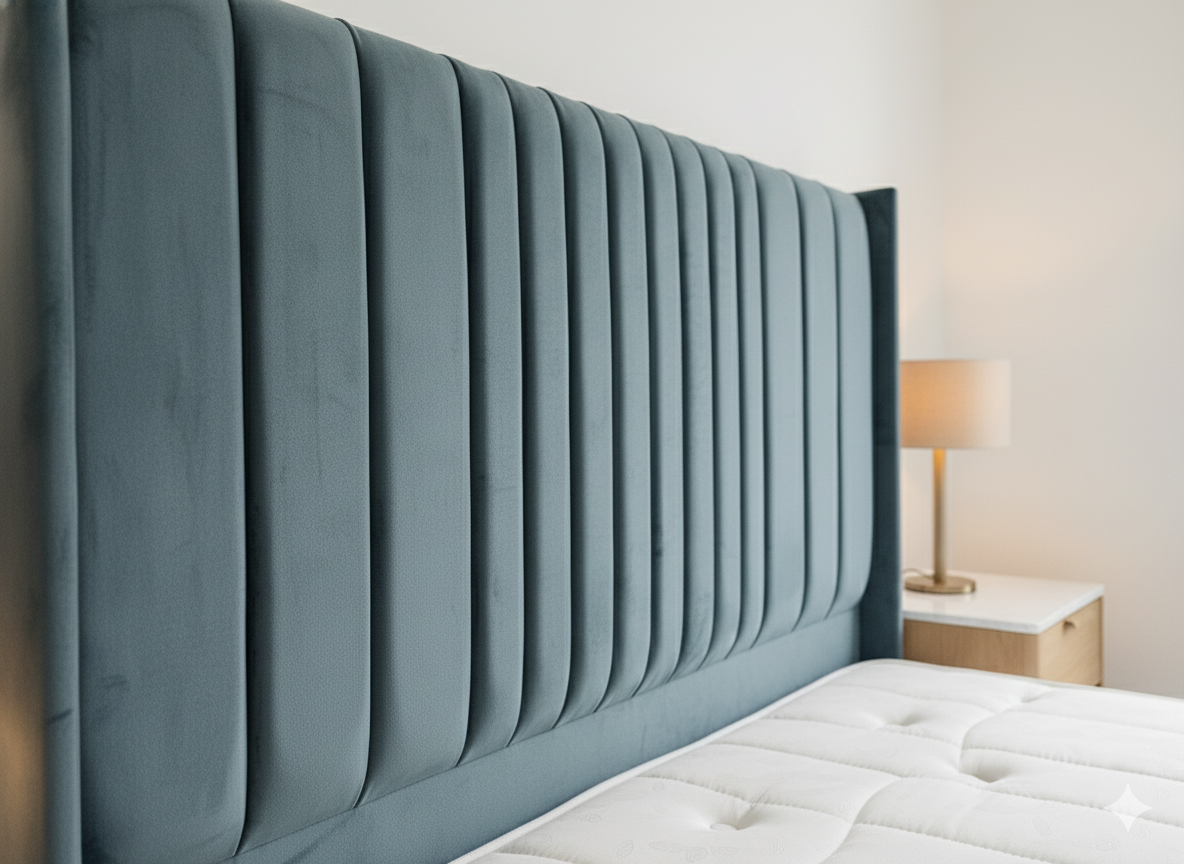 Double Frame Steel Grey – 54" Scattered Line Wing Headboard with Scattered Line Footboard