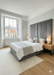 Double Buxton Grey Frame bed - 84" inches line Extended Split Headboard