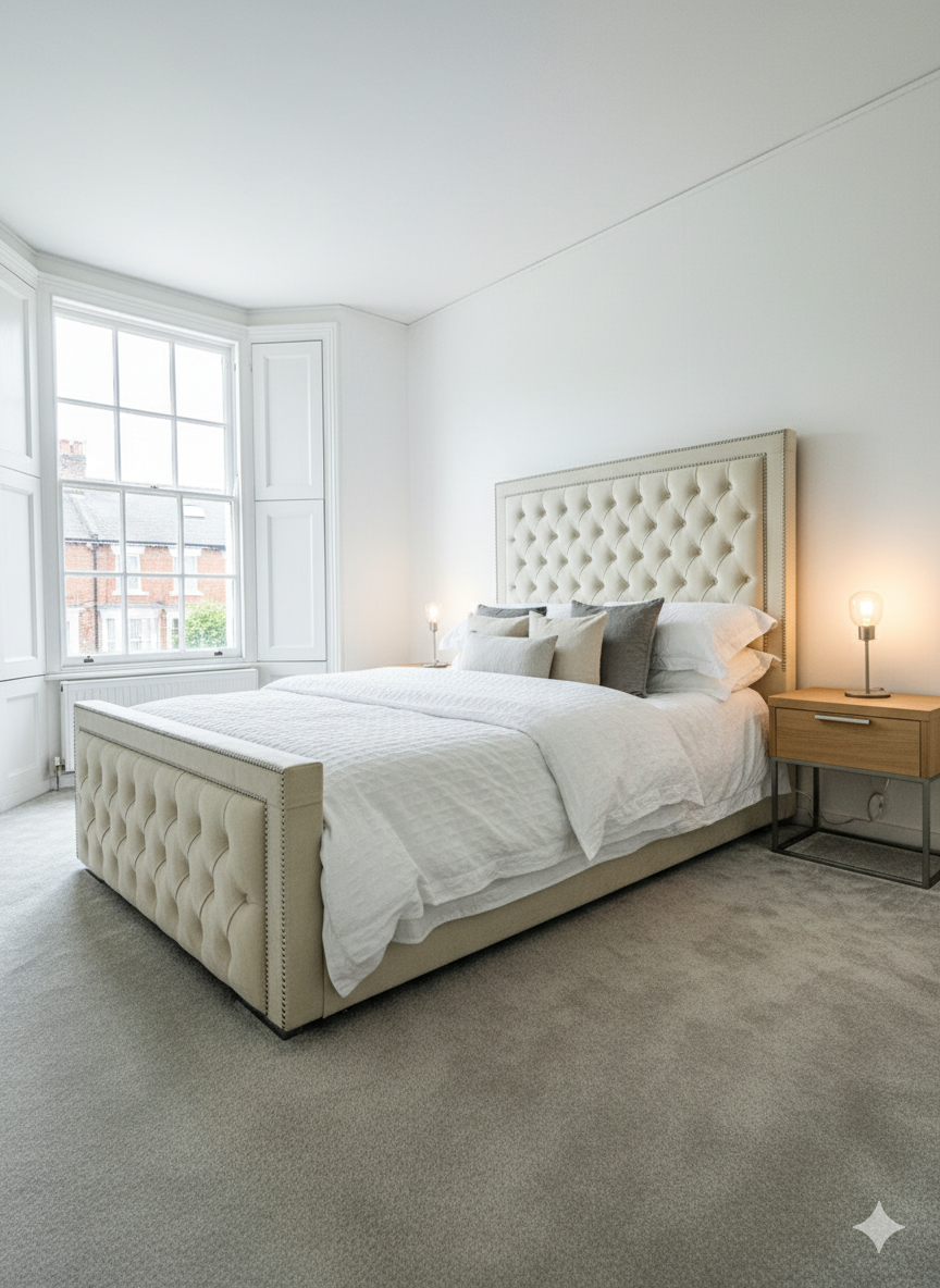 Stylo Frame Bed - 54 inches double silver bidding headboard