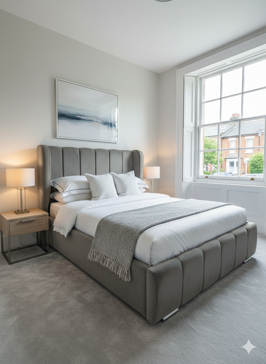 Valencia Frame bed - Thick Wings 54" Line Headboard