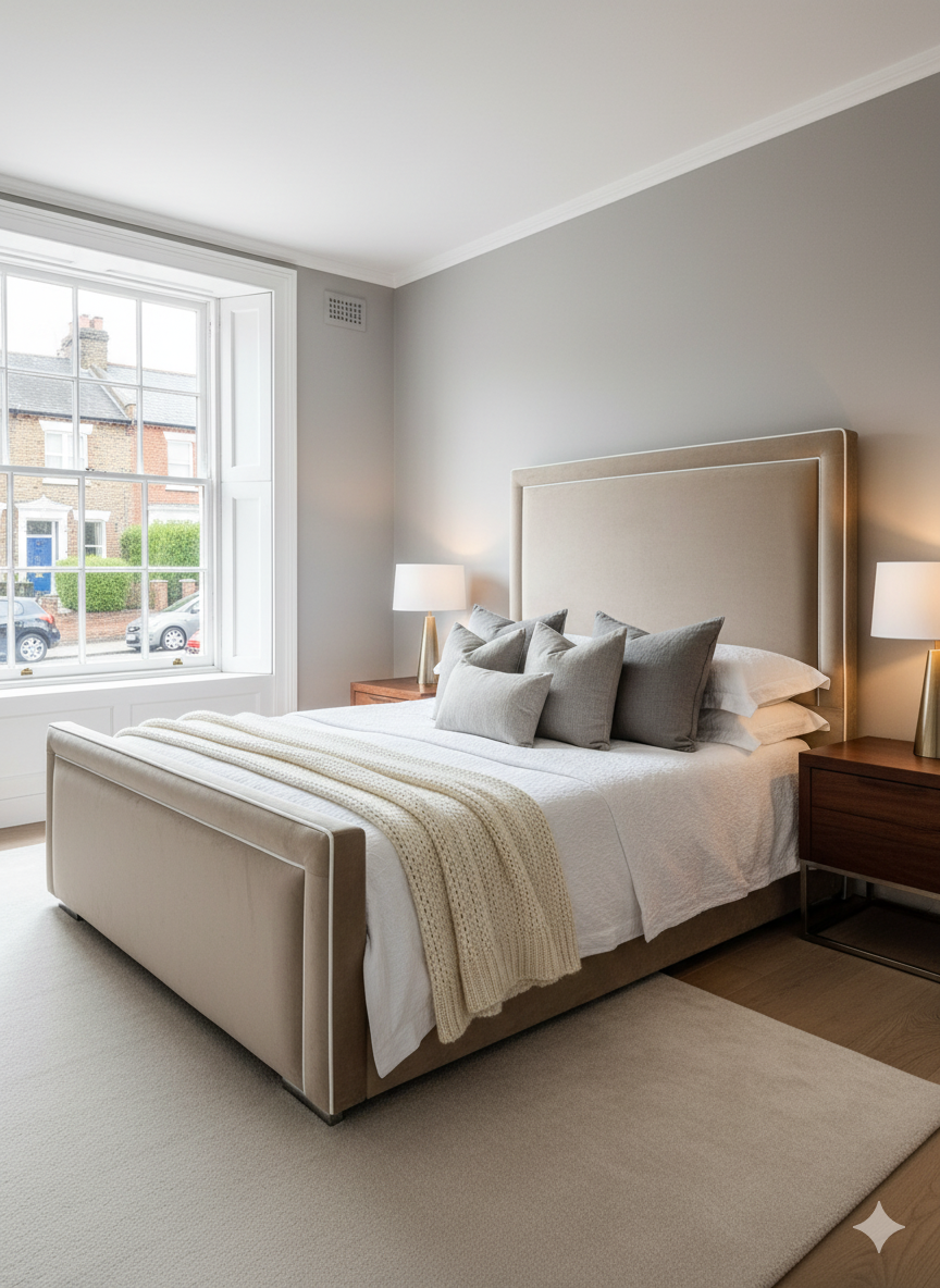 Zara Bed - 54 inches Zara Double Pipping Headboard