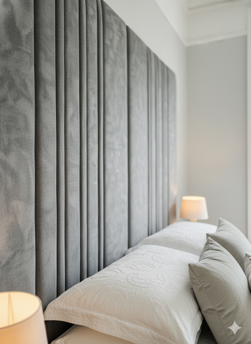 Double Buxton Grey Frame bed - 84" inches line Extended Split Headboard