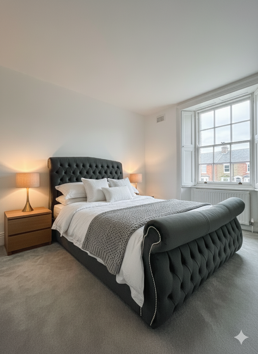 Sleigh Frame Bed - Curved Headboard