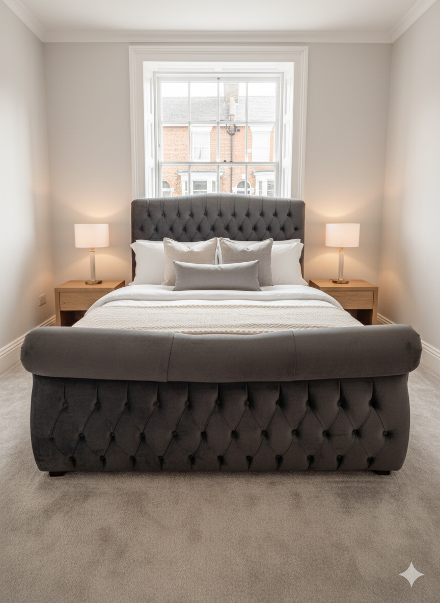 Sleigh Frame Bed - Curved Headboard