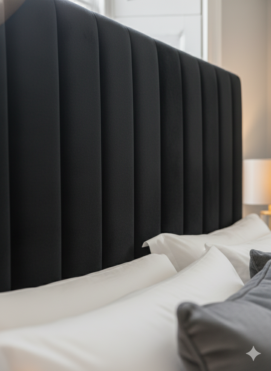 Plush Velvet Frame bed - 54" Inches Extra Padding Line Headboard and Footboard