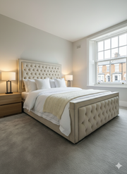 Stylo Frame Bed - 54 inches double silver bidding headboard