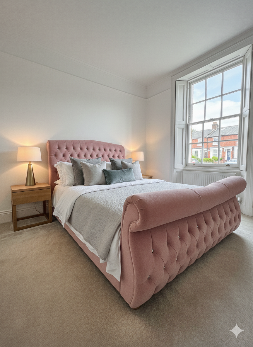 Sleigh Frame Bed - Curved Headboard