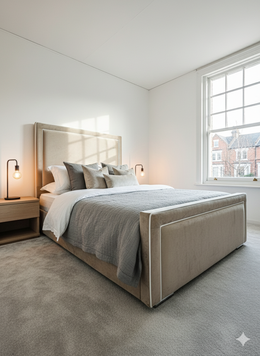 Zara Bed - 54 inches Zara Double Pipping Headboard