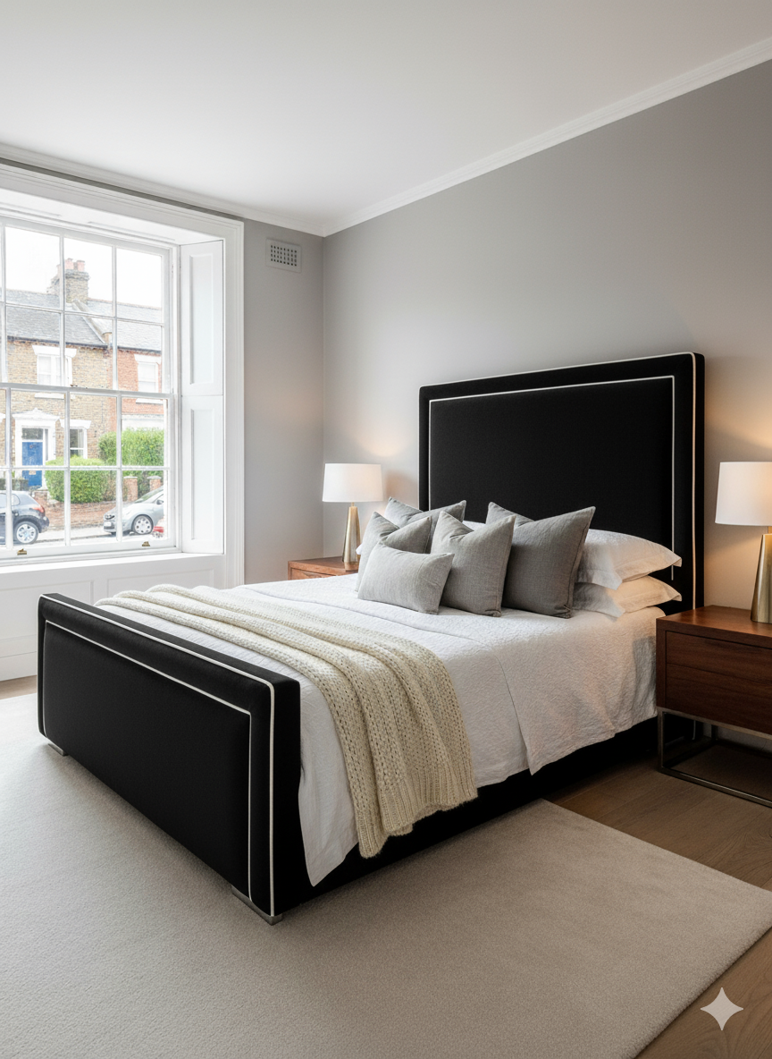 Zara Bed - 54 inches Zara Double Pipping Headboard