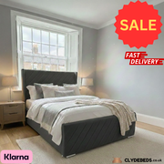 Alpha Wing Frame Bed – 54" Diagonal Lines Headboard with Footboard (Clearance Sale)