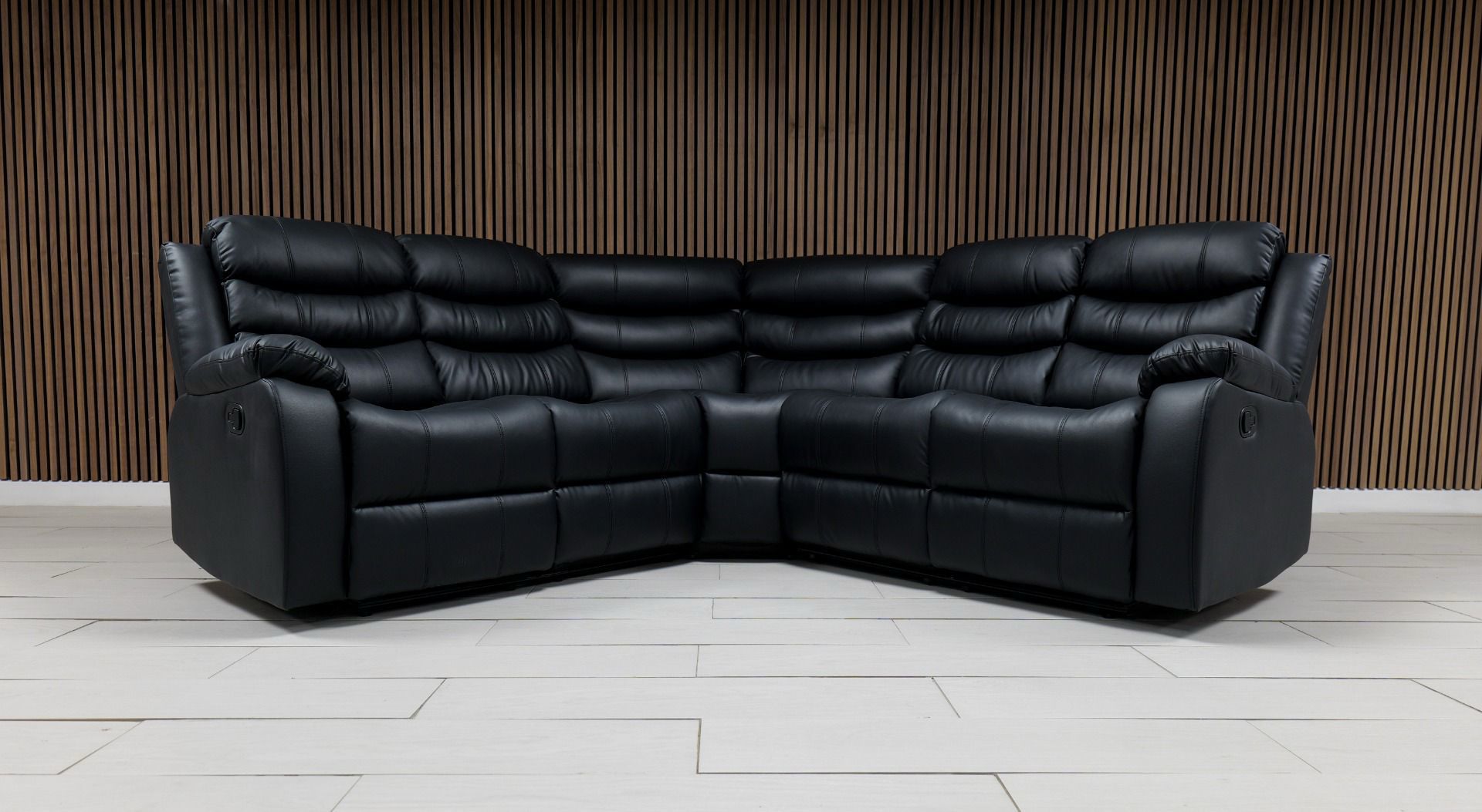 Roma 3+2 Manual Recliner Sofa Set – Leather & Charcoal Fabric | £599