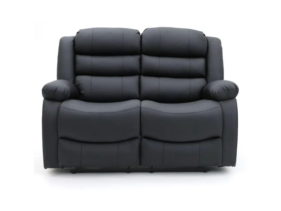 Roma 3+2 Manual Recliner Sofa Set – Leather & Charcoal Fabric | £599