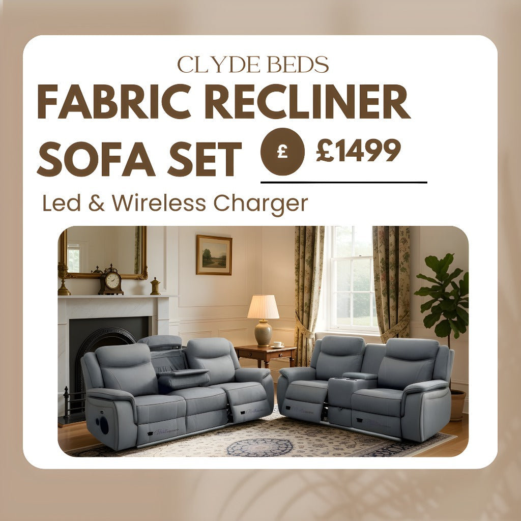 Sofa | Electric Recliner Sofa Suite with USB/USB-C, Wireless Charging, LED Light & Speakers