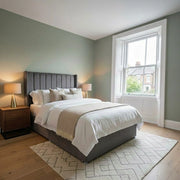 Alpha Wing Line divan bed with mattress in Plush Steel