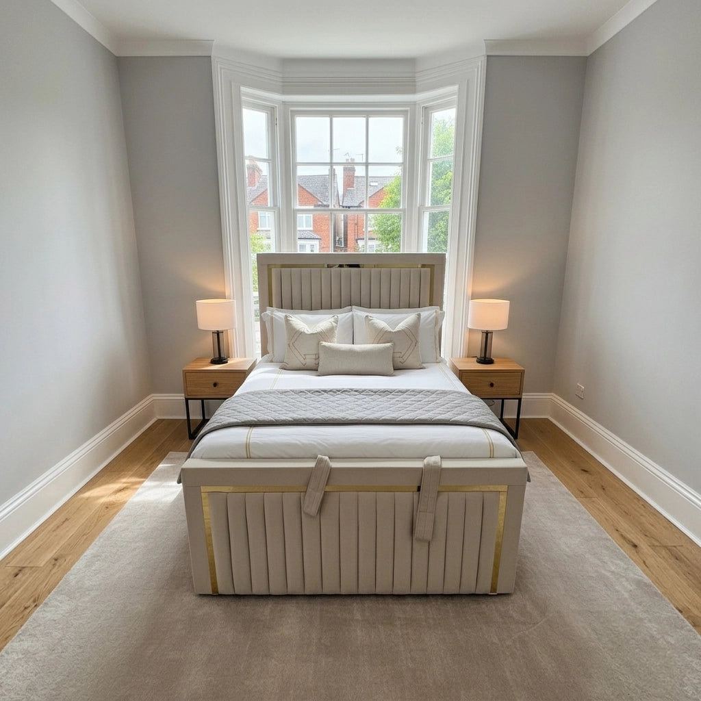 Arlington cream divan ottoman bed with matching footboard