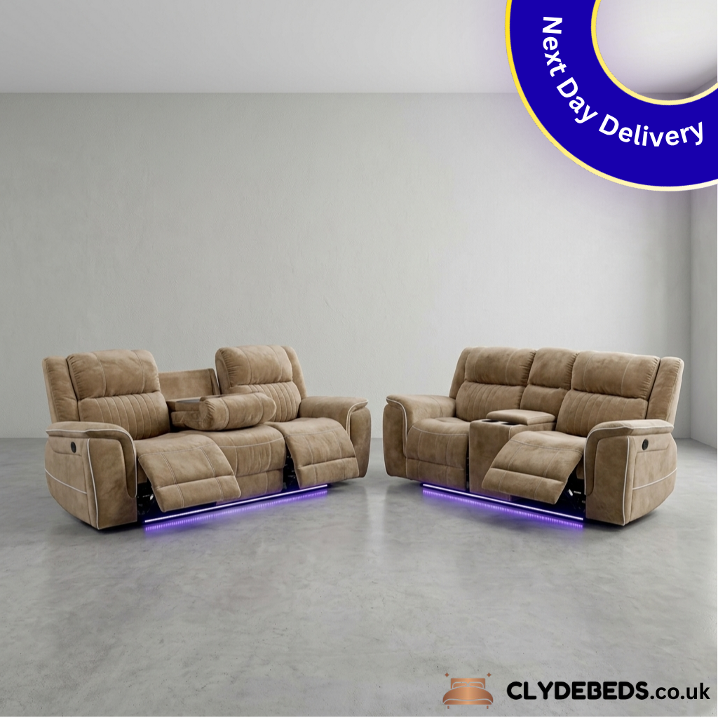 Hanna Fabric Suite Sofa - 3 seats 2 and 1 seats | Electric Sofa