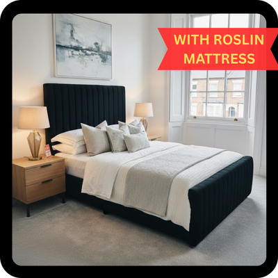 Extra Padding Frame Bed - 54" Line Narrow Headboard and Footboard With Roslin Mattress