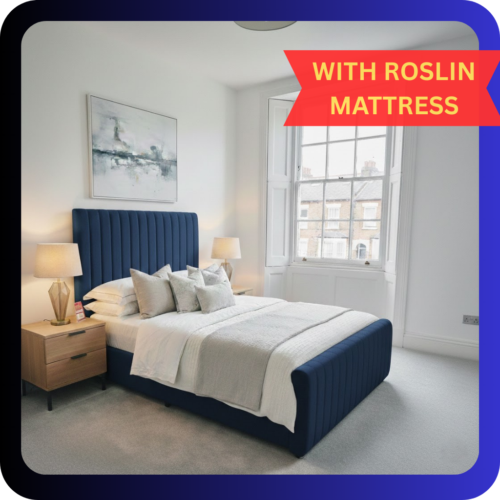 Extra Padding Frame Bed - 54" Line Narrow Headboard and Footboard With Roslin Mattress