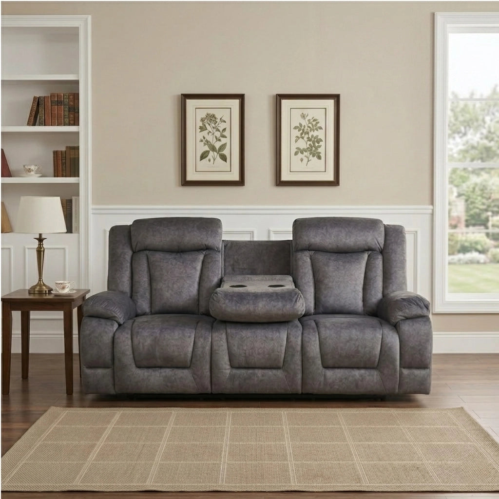 BUNUS grey fabric 3-seater sofa
