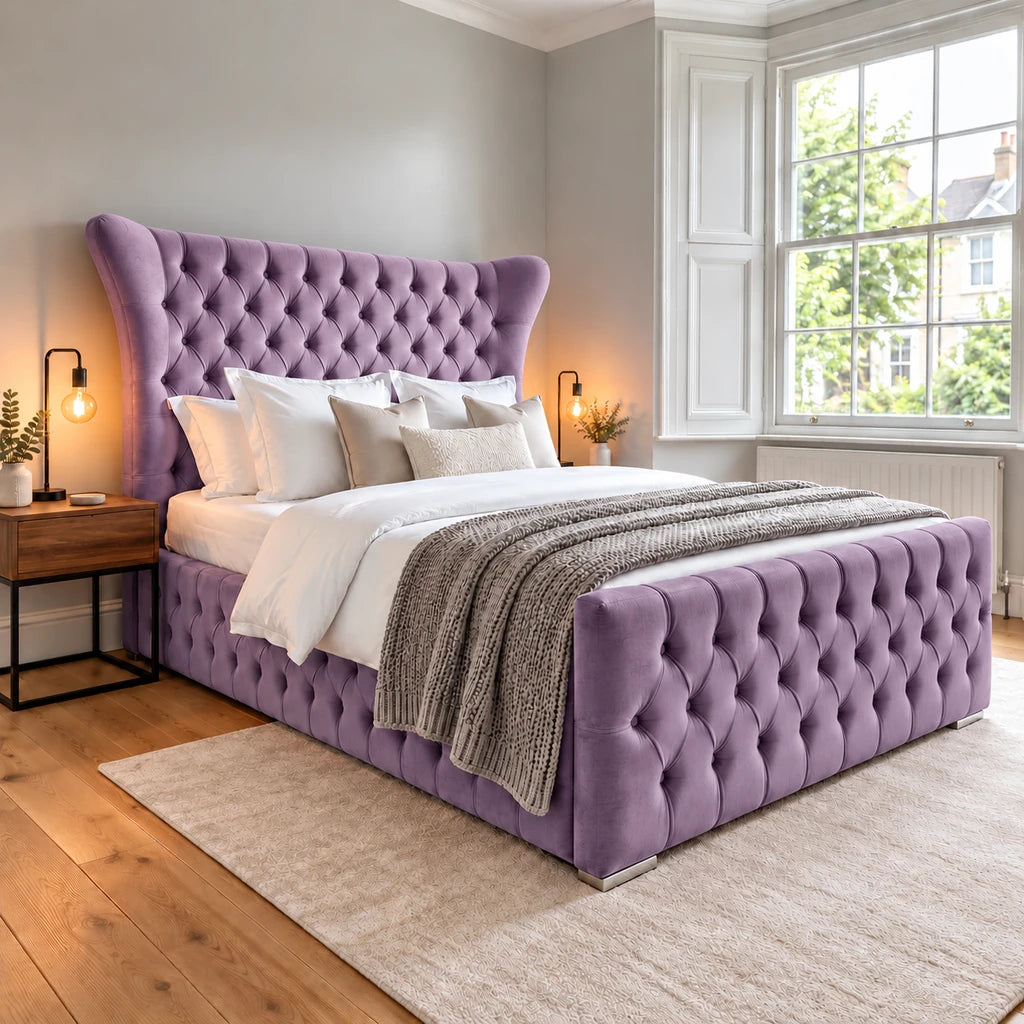 Butterfly bed frame in plush lilac