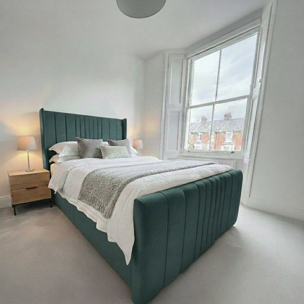 Coniston fabric divan ottoman bed in Emerald