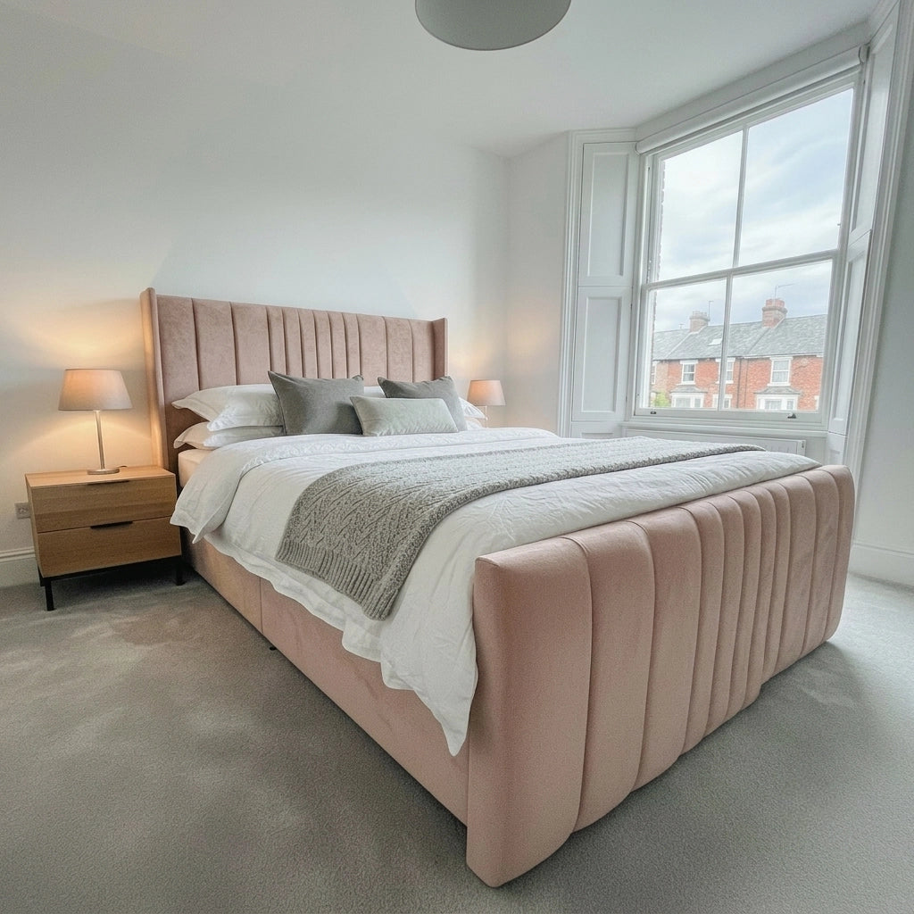 Coniston fabric divan ottoman bed in Pink