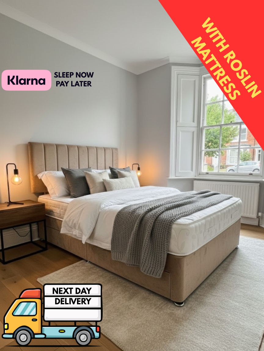 Divan bed with mattress in Plush Beige