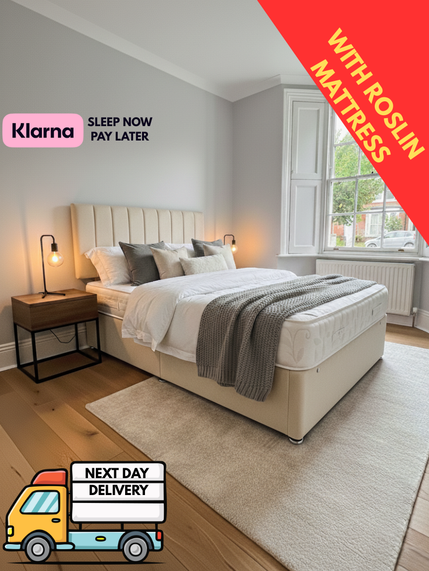 Divan bed with mattress in Plush Cream