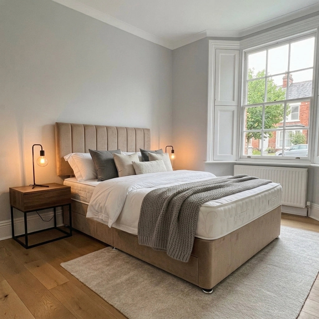 Divan bed with mattress in Plush Beige