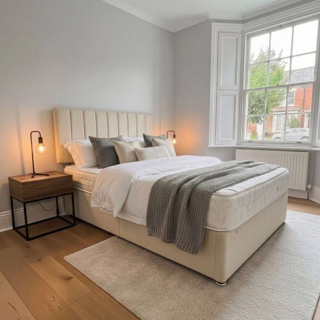 Divan bed with mattress in Plush Cream