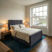 Elegance ottoman bed with headboard and footboard in Charcoal