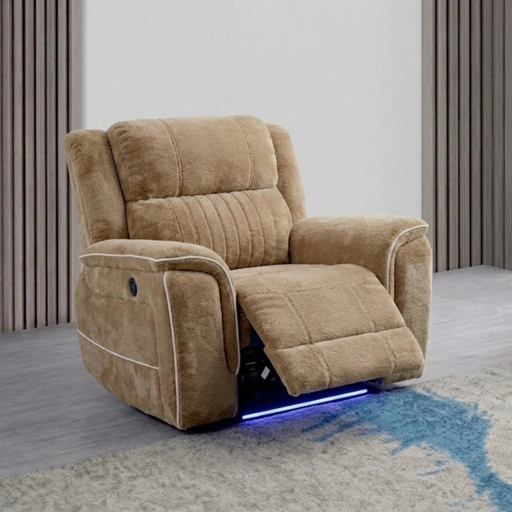 Hannah beige microfibre electric recliner chair