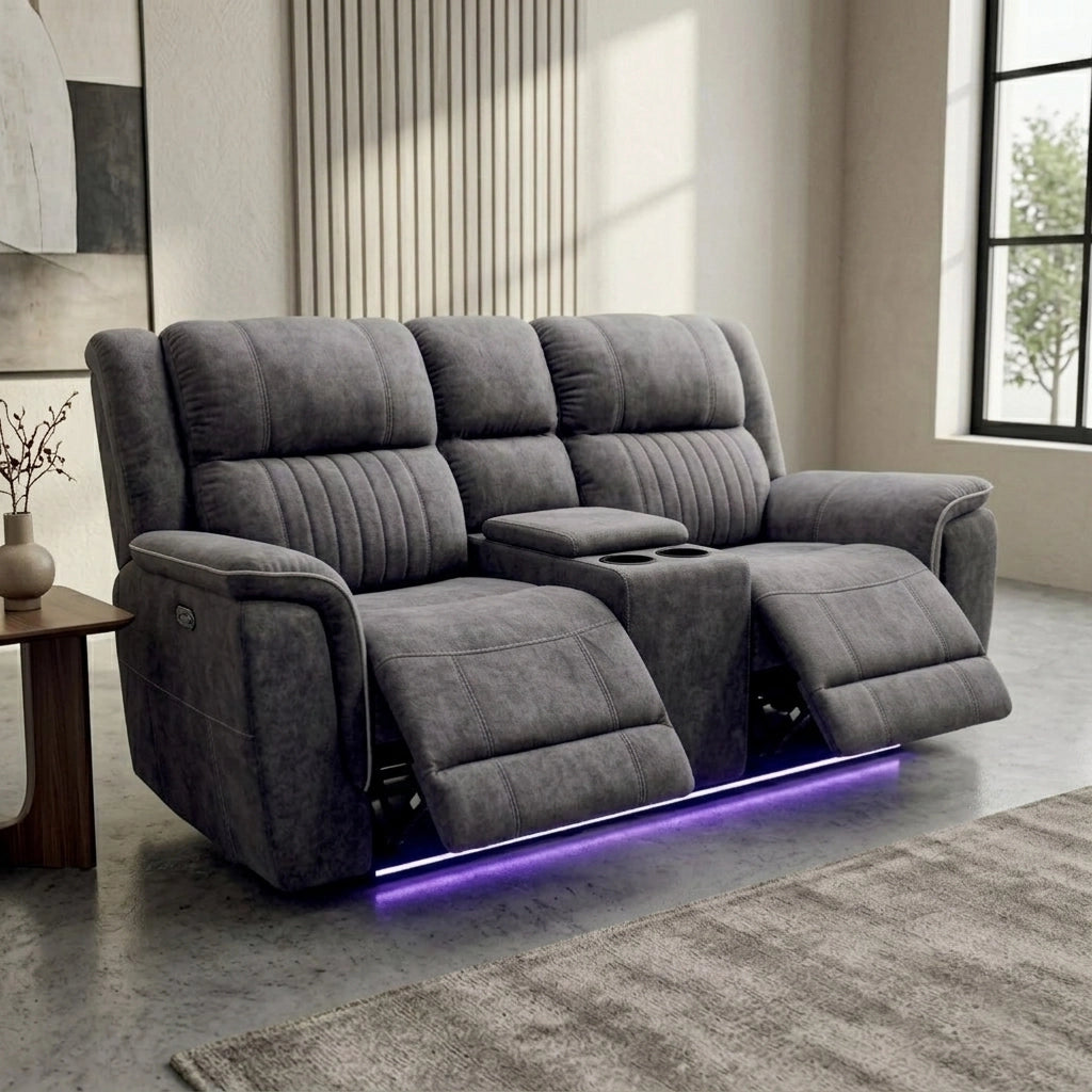 Hannah grey electric recliner 2 seater sofa