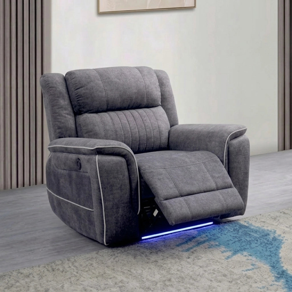 Hannah grey microfibre electric recliner chair
