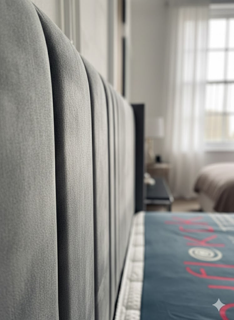 Coninston fabric Divan ottoman - 54" scattered line thin wing headboard and footboard