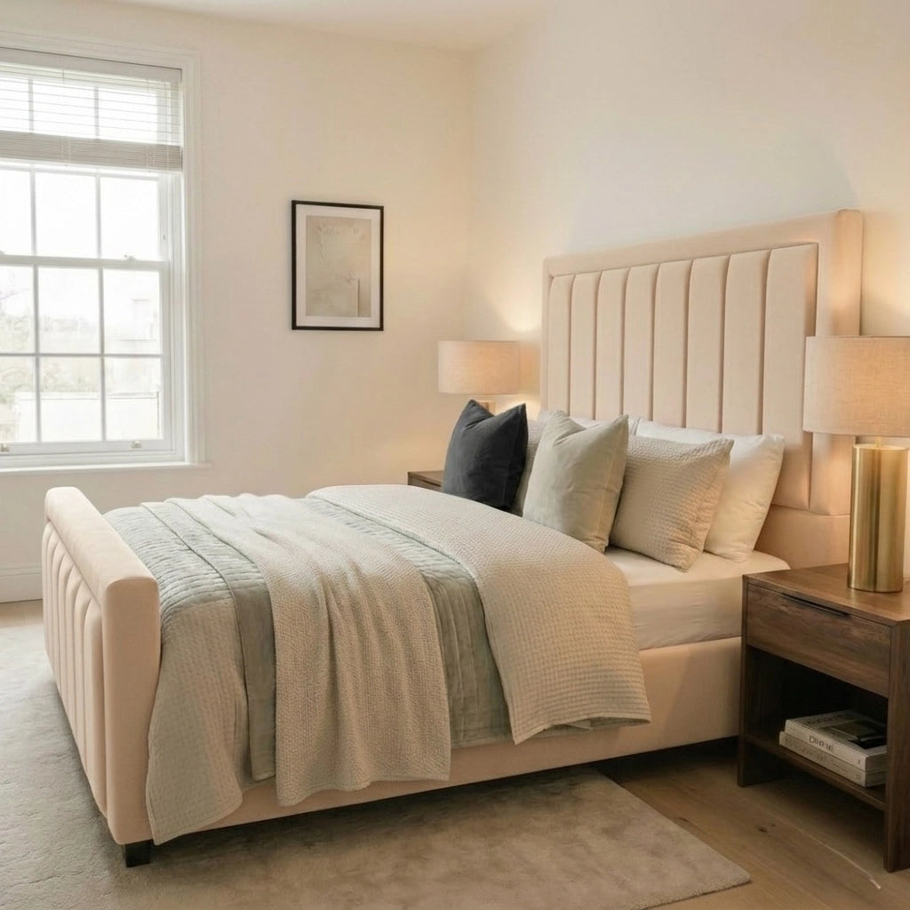 Iris Princess bed frame with footboard in Plush Cream
