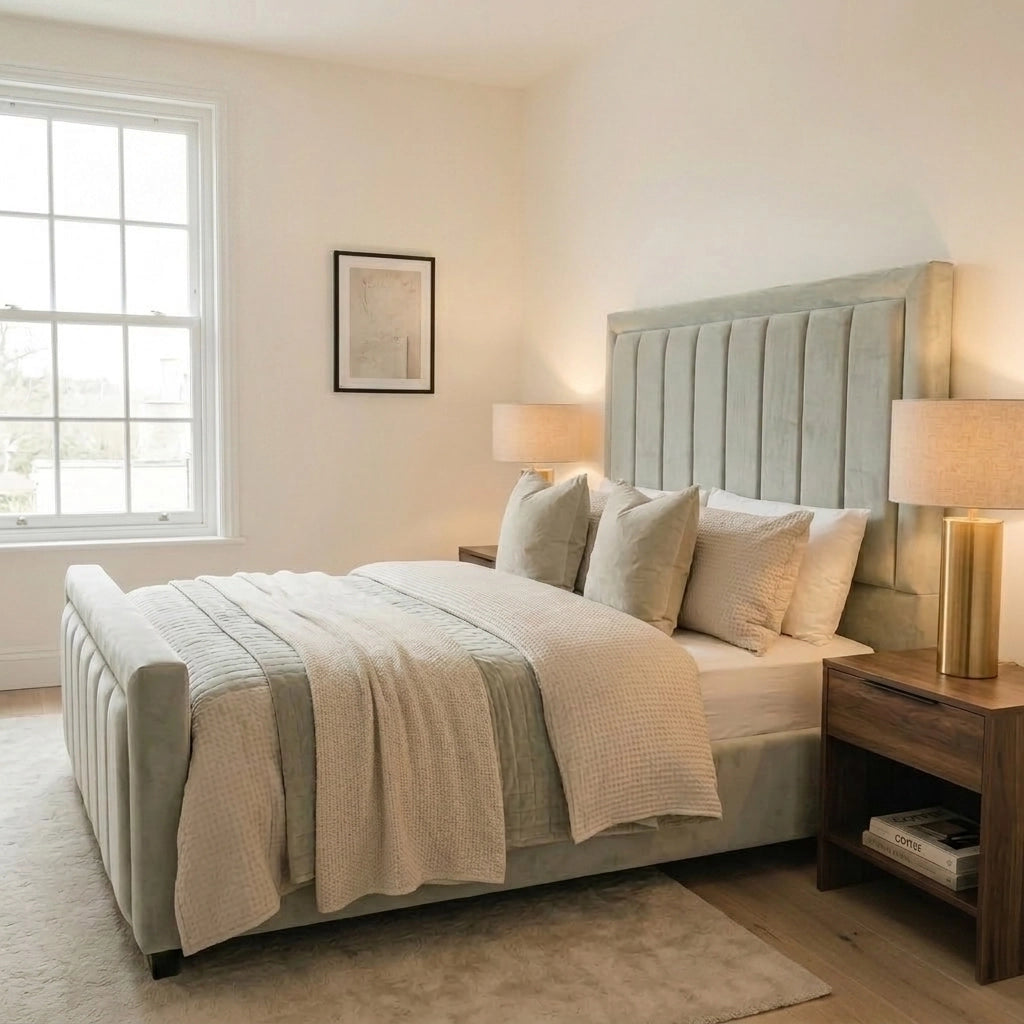 Iris Princess bed frame with footboard in Plush Silver