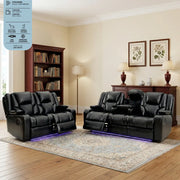 Orlando electric recliner leather sofa 3 and 2 seater set in black
