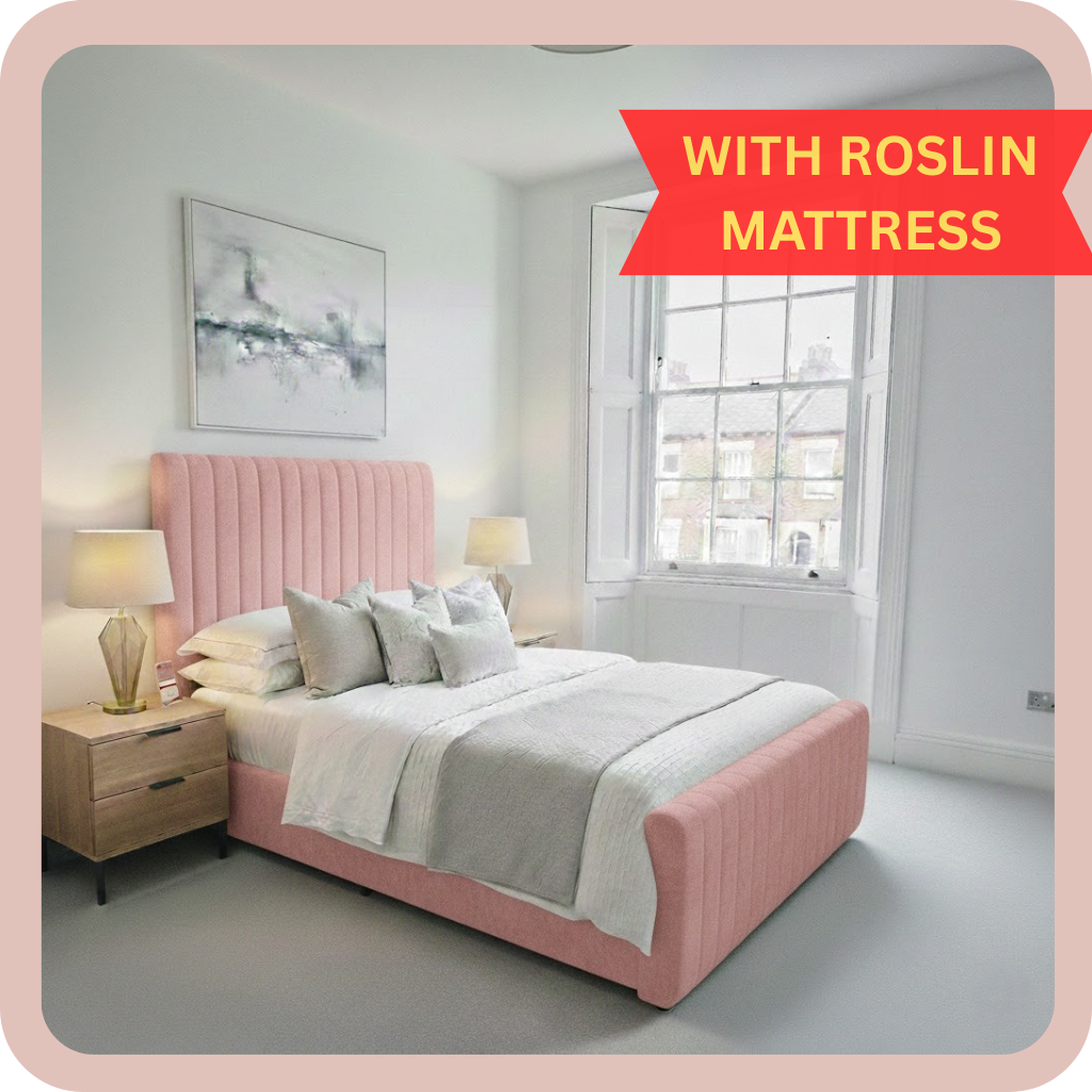 Extra Padding Frame Bed - 54" Line Narrow Headboard and Footboard With Roslin Mattress