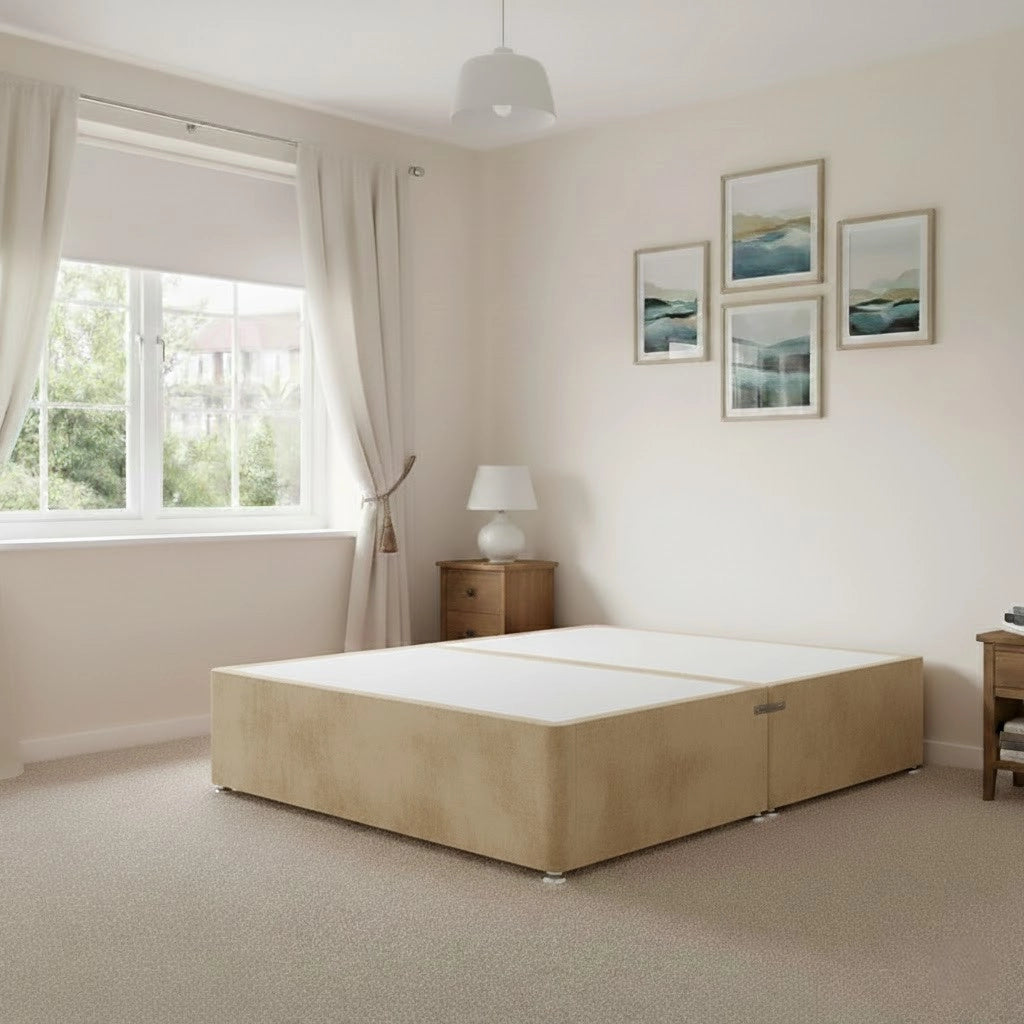 Plush velvet divan base in Plush Beige
