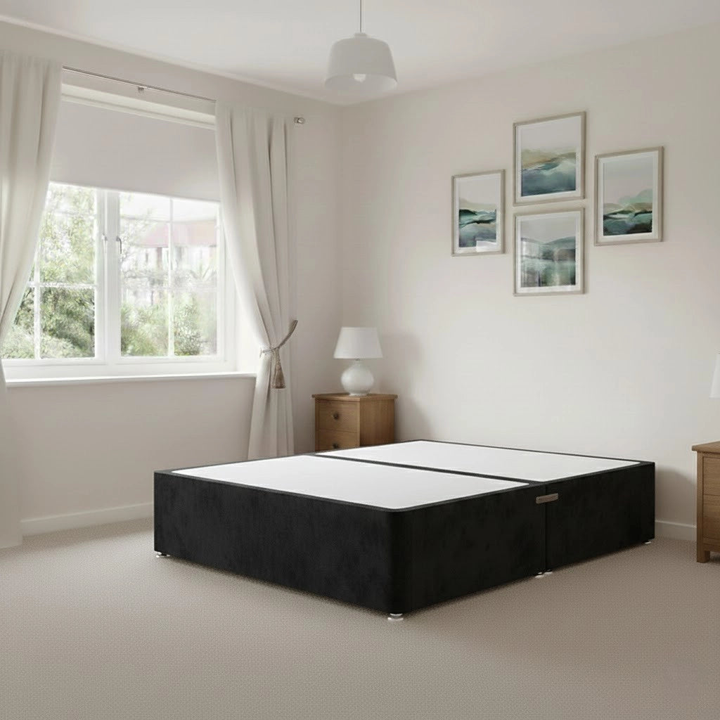 Plush velvet divan base in Plush Black