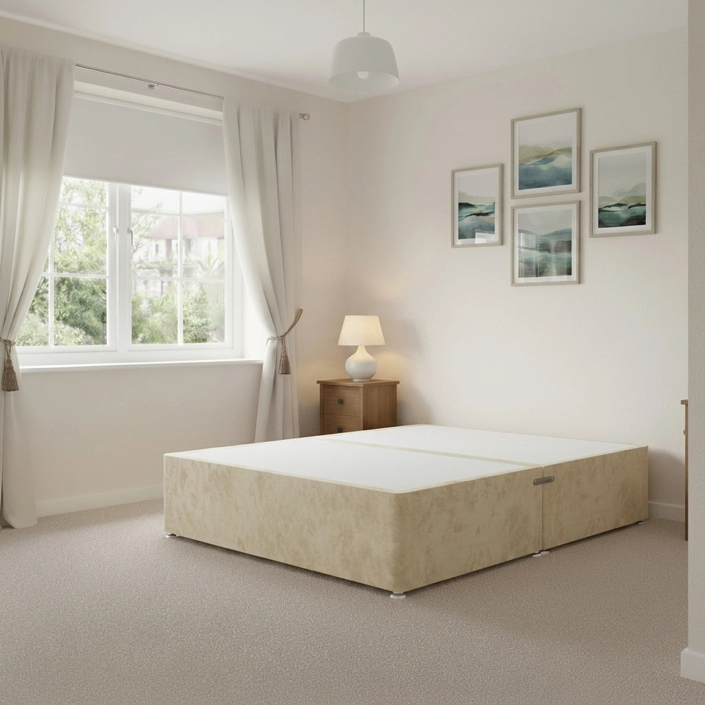 Plush velvet divan base in Plush Cream