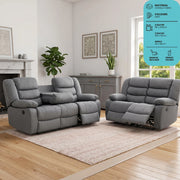 Sorrento grey chenille manual recliner 3 and 2 sofa set