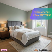 Divan Bed Alpha Wing Line with Memory Foam Mattress - 54" Luxury Winged Headboard, Premium Support & Comfort