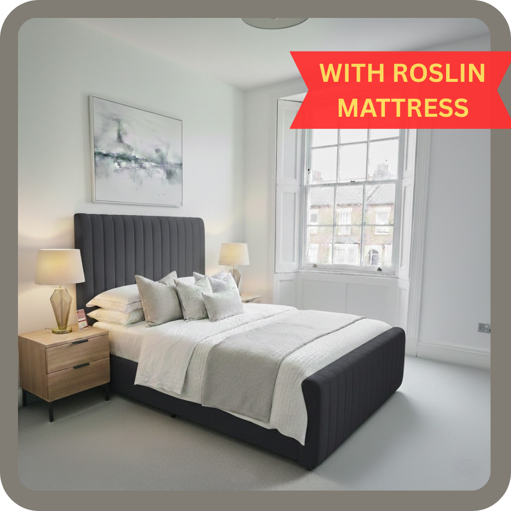 Extra Padding Frame Bed - 54" Line Narrow Headboard and Footboard With Roslin Mattress