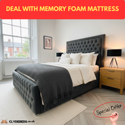 Chesterfield High Side Frame Bed - 60" Princesses Border chesterfield headboard and footboard | Memory Foam Mattress